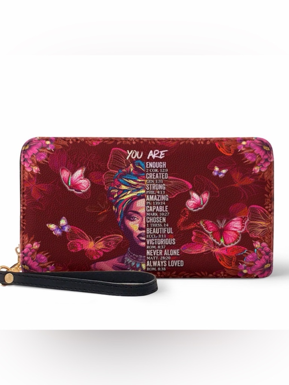 Afroyla Imani Pomegranate Red Afirmation Wallet Vegan Leather